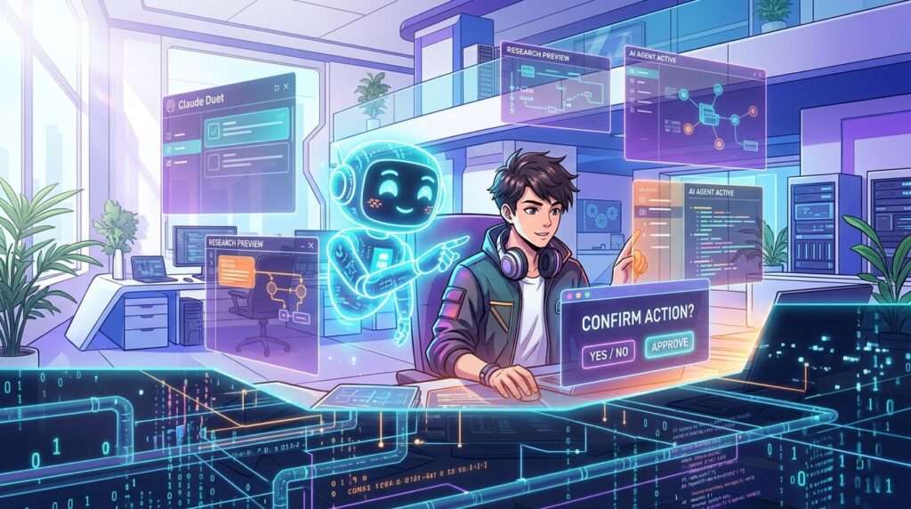 Claude Duet、離席中も作業し行動前に確認するAIの研究プレビューを公開
