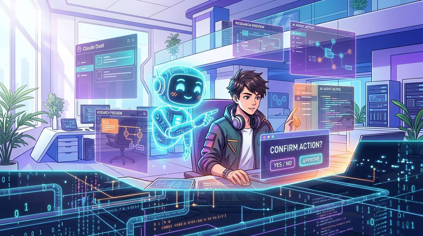 Claude Duet、離席中も作業し行動前に確認するAIの研究プレビューを公開